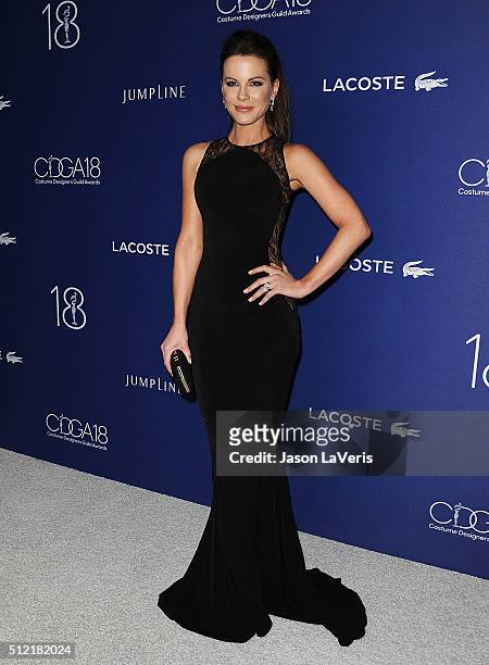 Actress Kate Beckinsale attends the 18th Costume Designers Guild Awards at The Beverly Hilton Hotel on February 23, 2016 in Beverly Hills, California.