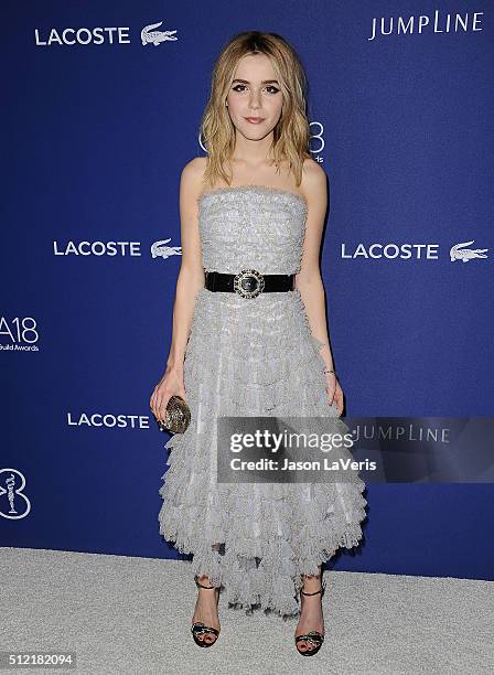 Actress Kiernan Shipka attends the 18th Costume Designers Guild Awards at The Beverly Hilton Hotel on February 23, 2016 in Beverly Hills, California.