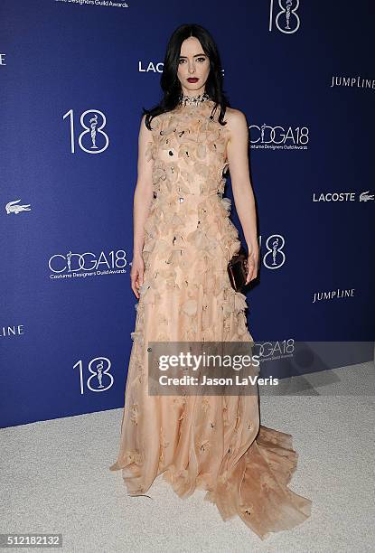 Actress Krysten Ritter attends the 18th Costume Designers Guild Awards at The Beverly Hilton Hotel on February 23, 2016 in Beverly Hills, California.