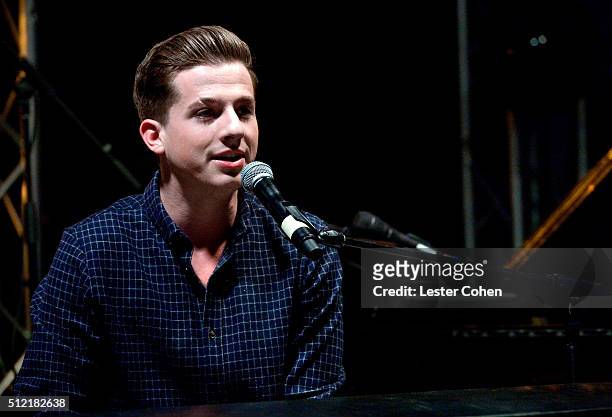 Recording artist Charlie Puth performs onstage during Global Green USA's 13th annual pre-Oscar party at Mr. C Beverly Hills on February 24, 2016 in...