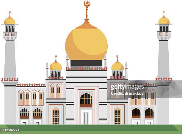 masjid sultan mosque - singapore national flag stock illustrations