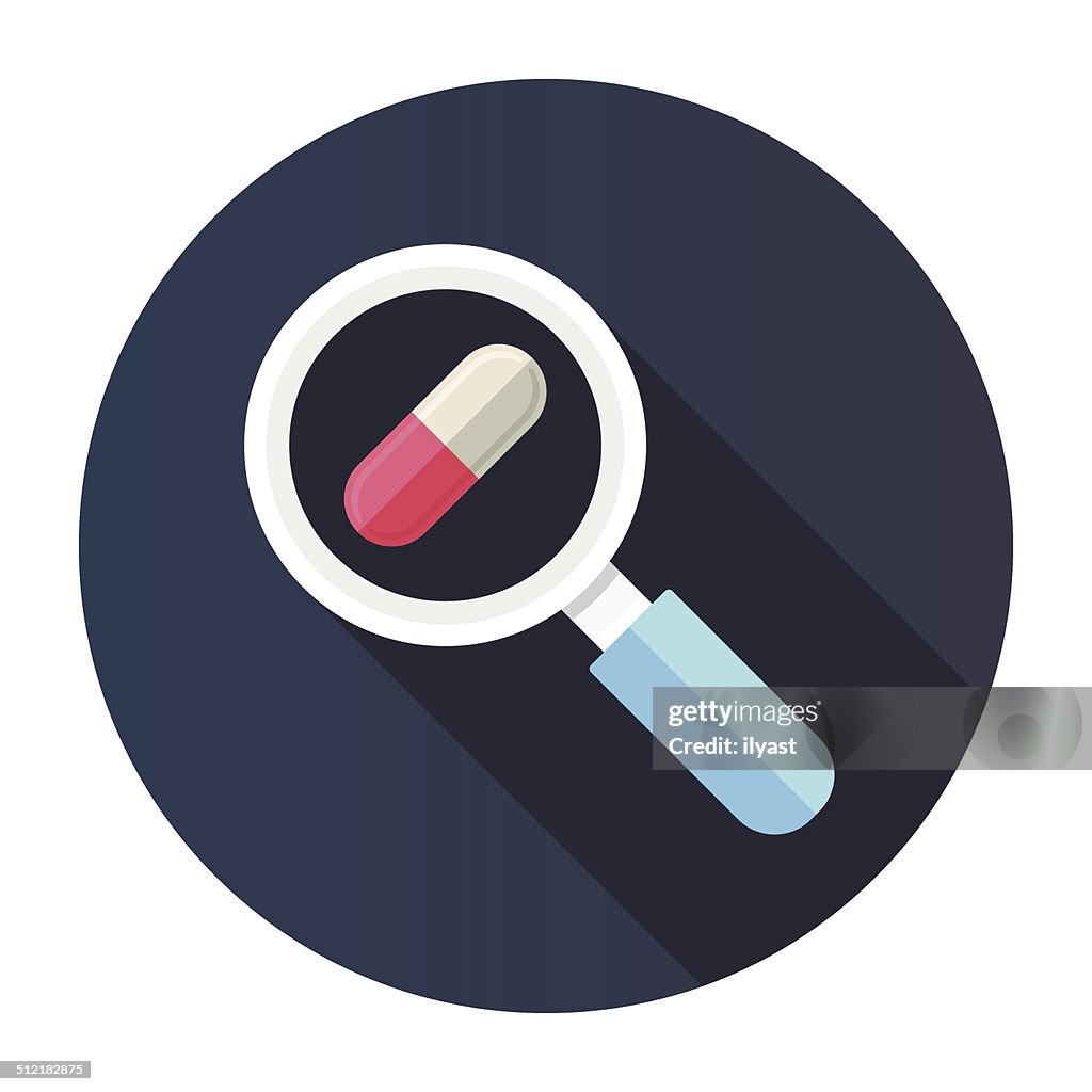 Flat Magnifier with Capsule Pill Icon