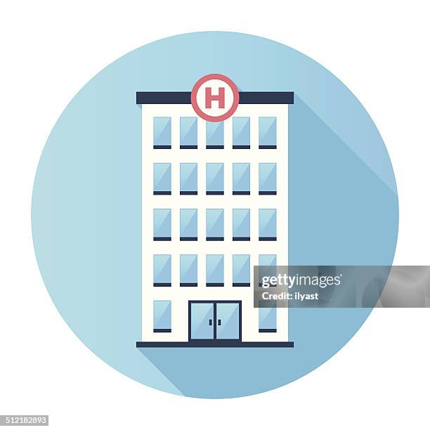 flache hospital gebäude symbol - krankenhaus stock-grafiken, -clipart, -cartoons und -symbole