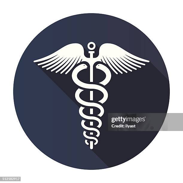 flat caduceus icon - caduceus stock illustrations