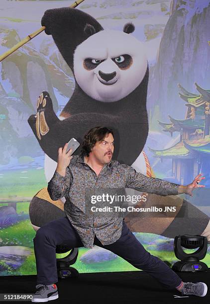 Jack Black attends the movie "Kung Fu Panda 3" press conference at Conrad Seoul on January 21, 2016 in Seoul, South Korea.