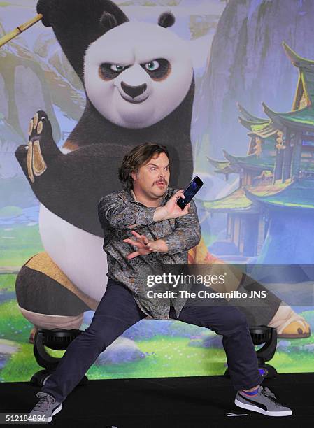 Jack Black attends the movie "Kung Fu Panda 3" press conference at Conrad Seoul on January 21, 2016 in Seoul, South Korea.