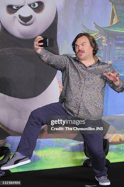 Jack Black attends the movie "Kung Fu Panda 3" press conference at Conrad Seoul on January 21, 2016 in Seoul, South Korea.