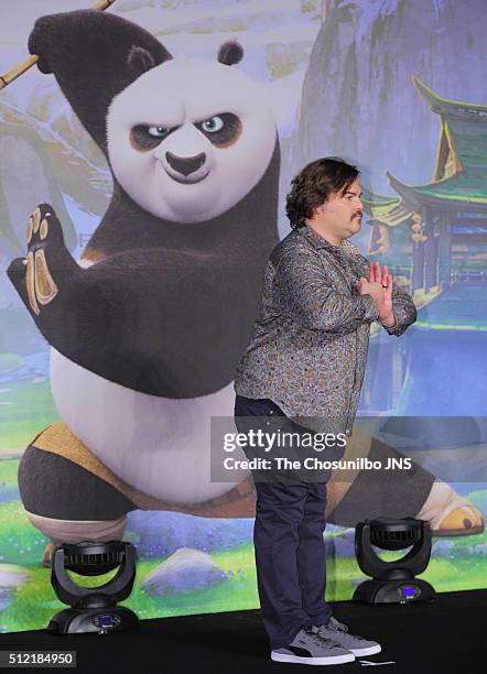 Jack Black attends the movie "Kung Fu Panda 3" press conference at Conrad Seoul on January 21, 2016 in Seoul, South Korea.