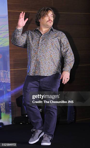 Jack Black attends the movie "Kung Fu Panda 3" press conference at Conrad Seoul on January 21, 2016 in Seoul, South Korea.