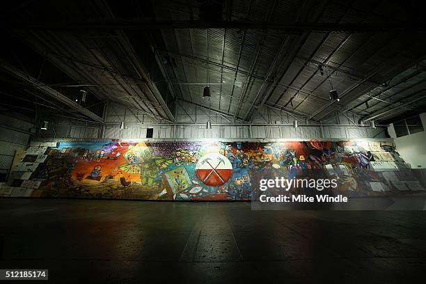 Brazilian artists Osgemeos' interpretation of "The Wall" is displayed during Roger Waters hosts Los Angeles Event in celebration of the release of...