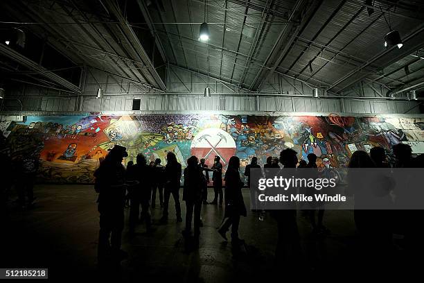 Brazilian artists Osgemeos' interpretation of "The Wall" is displayed during Roger Waters hosts Los Angeles Event in celebration of the release of...