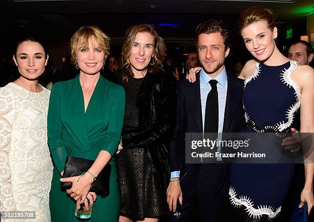 Actresses Mia Maestro, Radha Mitchell, photographer Francesco Carrozzini and actress Maggie Grace attend Global Green USA's 13th annual pre-Oscar...