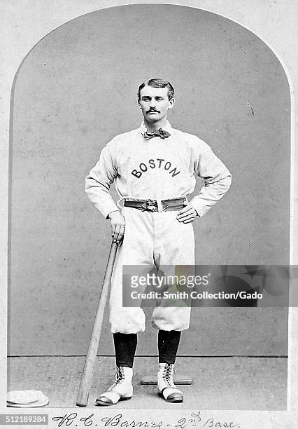Portrait of Ross Barnes, one of the stars of baseball's National Association and the early National League , playing second base and shortstop, in...