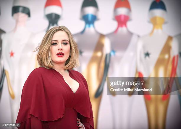 Adele attends the BRIT Awards 2016 at The O2 Arena on February 24, 2016 in London, England.
