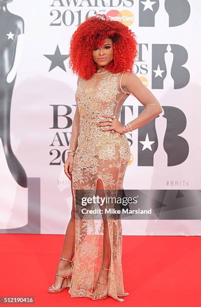 Fleur East attends the BRIT Awards 2016 at The O2 Arena on February 24, 2016 in London, England.