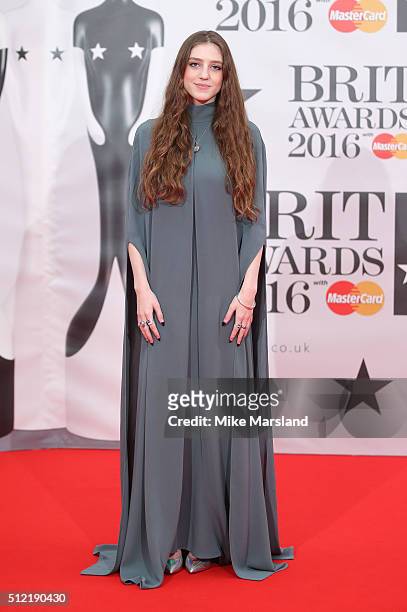 Birdy attends the BRIT Awards 2016 at The O2 Arena on February 24, 2016 in London, England.