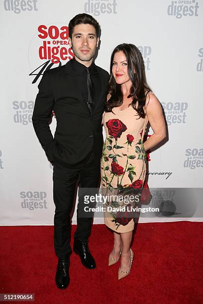 Kristos Andrews and Kira Reed Lorsch arrive at the 40th Anniversary of the Soap Opera Digest at The Argyle on February 24, 2016 in Hollywood,...