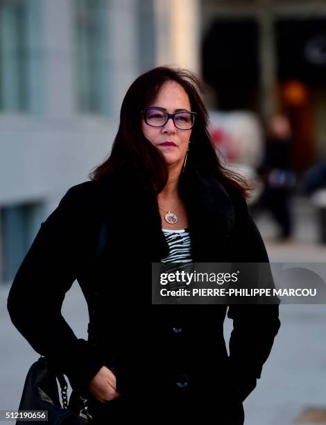 Mother of FC Barcelona's Brazilian football player Neymar, Nadine Concalves da Silva Santos, arrives at the High Court in Madrid on February 25,...