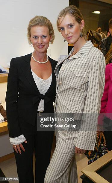 Model Marlene Landauer , wearing a suit from Max Mara, and her mother actress Adele Landauer attend the Louis Vuitton 150th anniversary reception at...