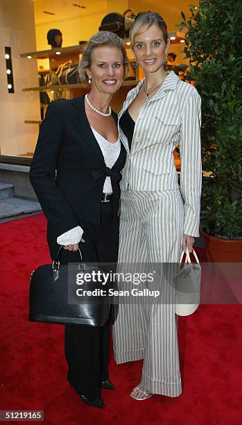 Model Marlene Landauer , wearing a suit from Max Mara, and her mother actress Adele Landauer attend the Louis Vuitton 150th anniversary reception at...