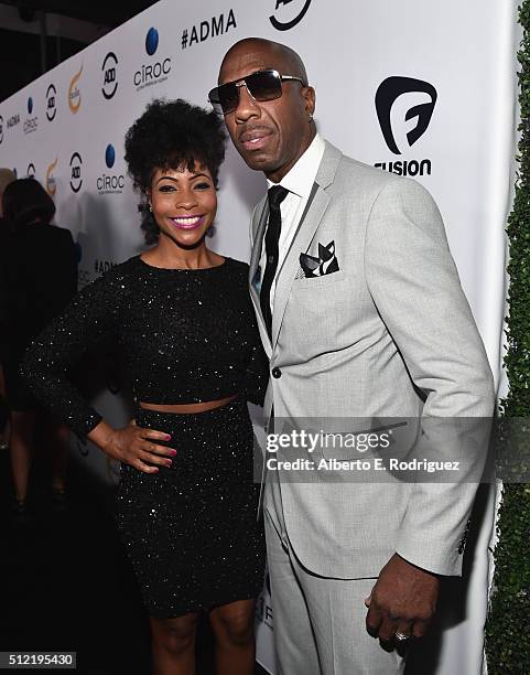 Shahidah Omar and actor J.B. Smoove attend the ALL Def Movie Awards at Lure Nightclub on February 24, 2016 in Hollywood, California.