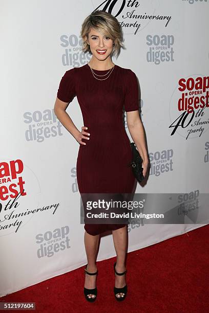 Actress Linsey Godfrey arrives at the 40th Anniversary of the Soap Opera Digest at The Argyle on February 24, 2016 in Hollywood, California.