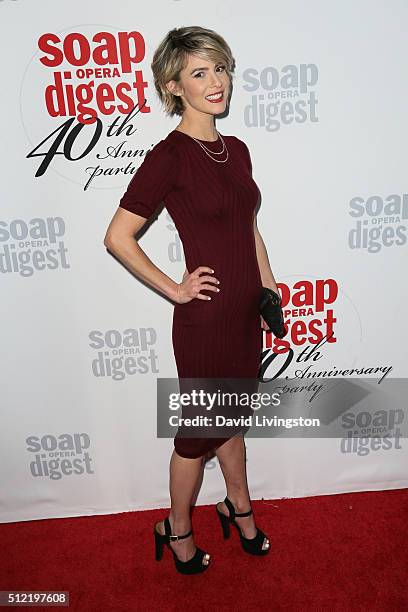 Actress Linsey Godfrey arrives at the 40th Anniversary of the Soap Opera Digest at The Argyle on February 24, 2016 in Hollywood, California.