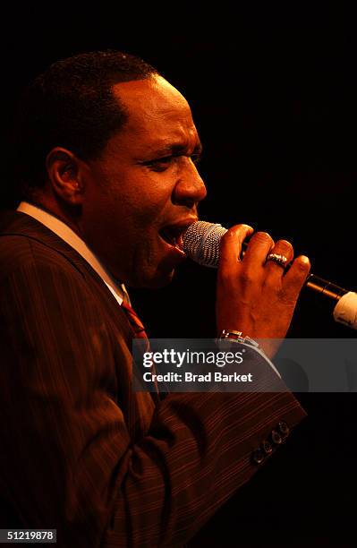 Freddie Jackson performs during the National Black Sports and Entertainment Hall of Fame at Aaron Davis Hall on August 25, 2004 in New York City.