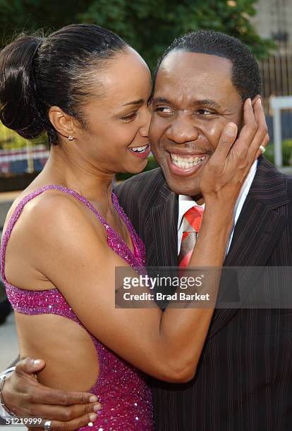 Freddie Jackson and Crystal Blake arrive at the National Black Sports and Entertainment Hall of Fame at Aaron Davis Hall on August 25, 2004 in New...