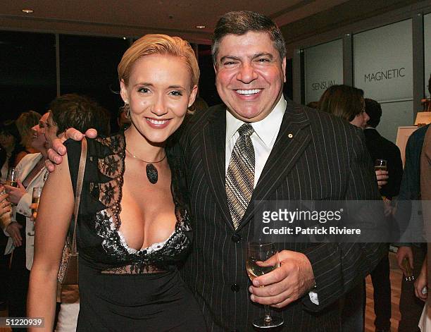 Businessman John Symond and model Bessie Bardot at the Elizabeth Arden Exhibition's "Provocative Women" at the Art Gallery of New New South Wales...