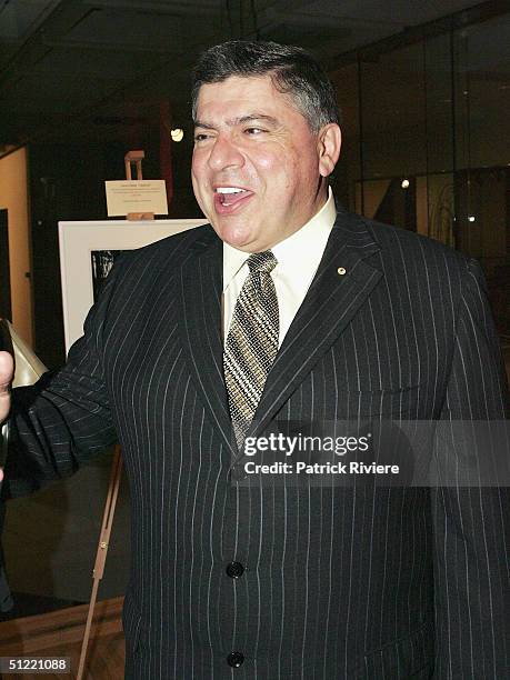 Businessman John Symond is seen at the Elizabeth Arden Exhibition : "Provocative Women", at the Art Gallery of New South Wales, on August 26, 2004 in...