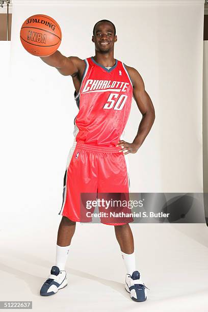 Emeka Okafor of the Charlotte Bobcats poses for a portrait at Jacksonville Veterans Memorial Arena on July 26, 2004 in Jacksonville, Florida. NOTE TO...