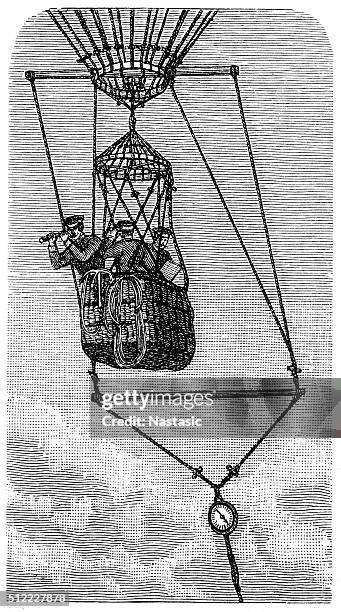 hot air balloon - two scientists stock illustrations