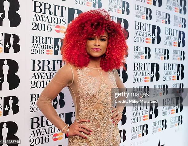 Fleur East poses in the winners room at the BRIT Awards 2016 at The O2 Arena on February 24, 2016 in London, England.