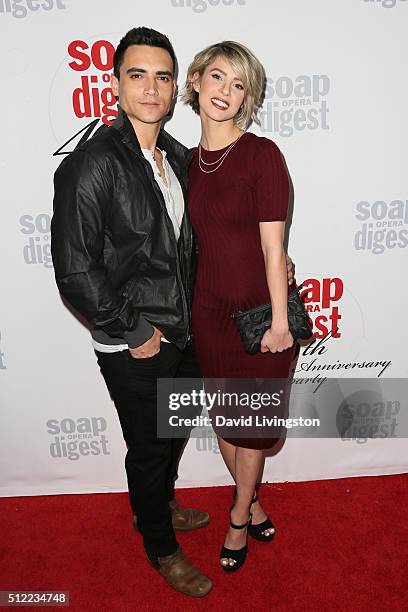 Actress Linsey Godfrey and guest arrive at the 40th Anniversary of the Soap Opera Digest at The Argyle on February 24, 2016 in Hollywood, California.