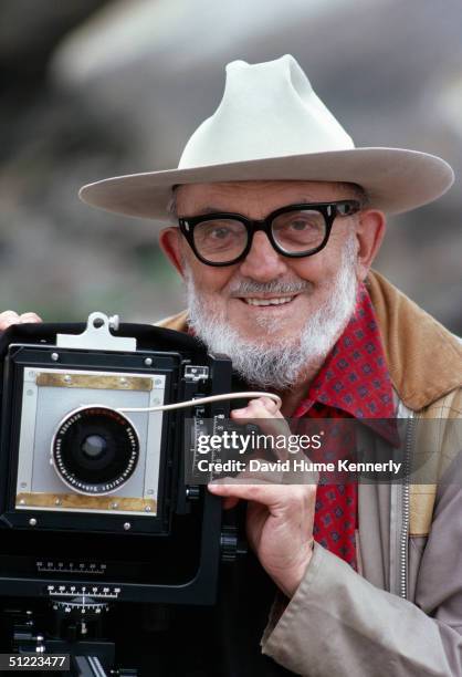 Legendary photographer Ansel Adams with his large format camera September 3, 1979 in Point Lobos , California. Adams, born in San Francisco, was a...