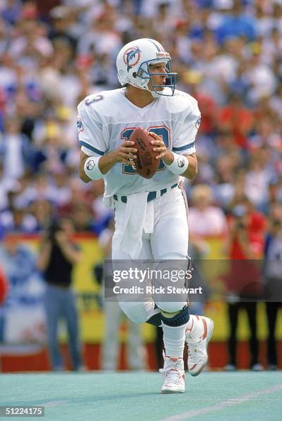 Quarterback Dan Marino of the Miami Dolphins looks to pass during a