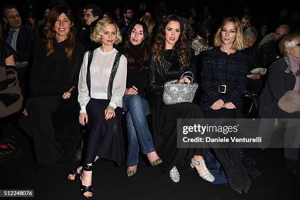 Alessandra Grillo, Justine Mattera, guest, Gresy Daniilidis and Roberta Ruiu attend the Anteprima show during Milan Fashion Week Fall/Winter 2016/17...