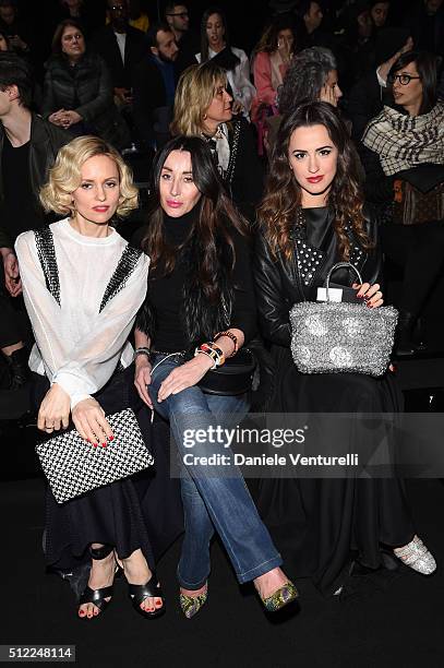 Justine Mattera, guest and Gresy Daniilidis attend the Anteprima show during Milan Fashion Week Fall/Winter 2016/17 on February 25, 2016 in Milan,...