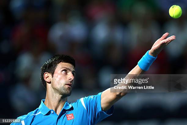 Novak Djokovic of Serbia in action during his quarter final match against Feliciano Lopez of Spain on day six of the ATP Dubai Duty Free Tennis...