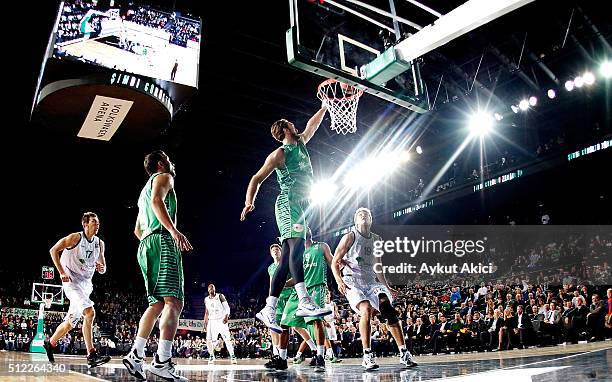 Semih Erden, #9 of Darussafaka Dogus Istanbul in action during the 2015-2016 Turkish Airlines Euroleague Basketball Top 16 Round 8 game between...