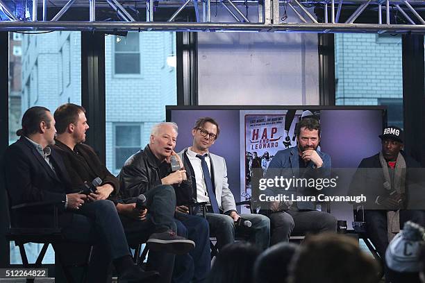 Nick Damici, Jim Mickle, Joe Lansdale, Jimmi Simpson, James Purefoy and Michael K. Williams attend AOL Build Speakers Series - James Purefoy, Michael...