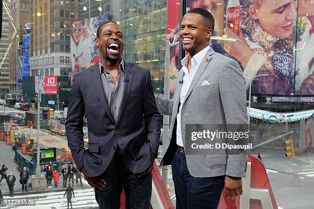 Calloway interviews Sterling K. Brown during his visit to "Extra" at their New York studios at H&M in Times Square on February 25, 2016 in New York...