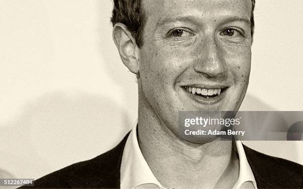 Mark Zuckerberg arrives for the presentation of the first Axel Springer Award on February 25, 2016 in Berlin, Germany.