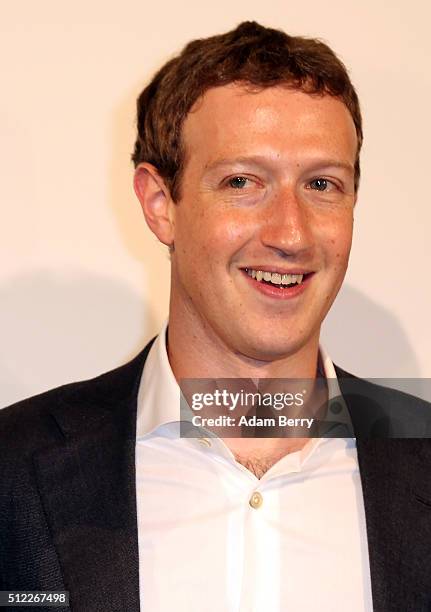 Mark Zuckerberg arrives for the presentation of the first Axel Springer Award on February 25, 2016 in Berlin, Germany.