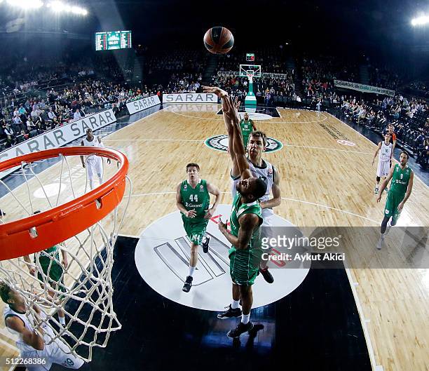 Fran Vazquez, #17 of Unicaja Malaga in action during the 2015-2016 Turkish Airlines Euroleague Basketball Top 16 Round 8 game between Darussafaka...