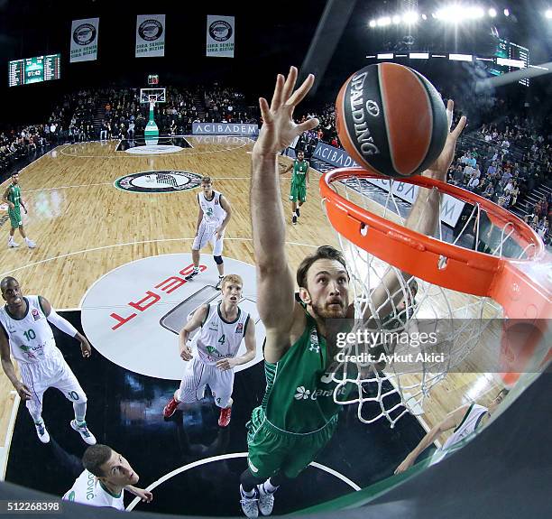 Semih Erden, #9 of Darussafaka Dogus Istanbul in action during the 2015-2016 Turkish Airlines Euroleague Basketball Top 16 Round 8 game between...