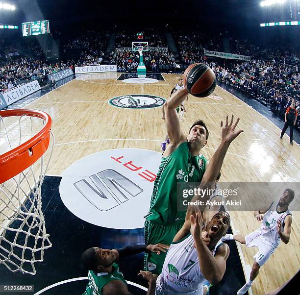 Milko Bjelica, #51 of Darussafaka Dogus Istanbul in action during the 2015-2016 Turkish Airlines Euroleague Basketball Top 16 Round 8 game between...