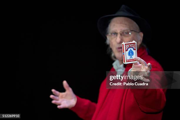 Spanish Magician Juan Tamariz presents 'Magia Potagia Y Mas' at Galileo Theatre on February 25, 2016 in Madrid, Spain.