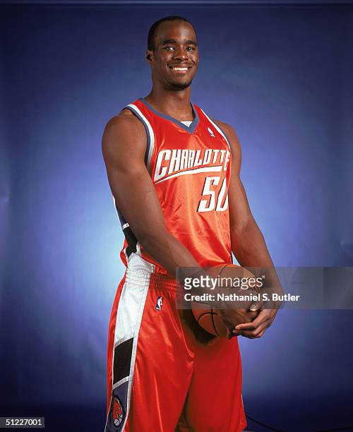 Emeka Okafor of the Charlotte Bobcats poses for a portrait at the University of North Florida on July 26, 2004 in Jacksonville, Florida. NOTE TO...